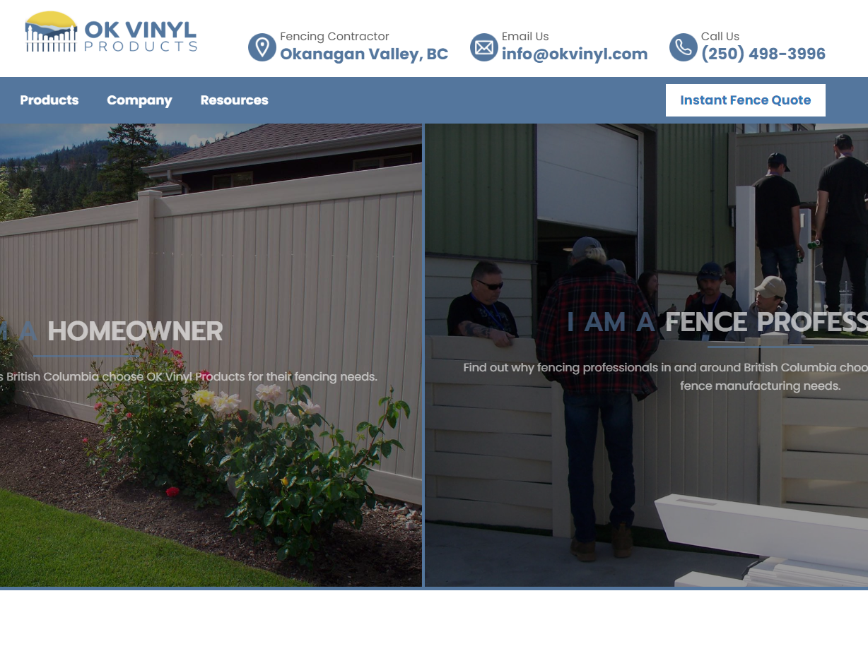 Photo of website for British Columbia, Canada fence company